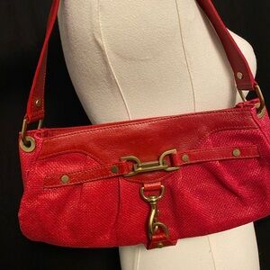 Banana Republic Red Shoulder Bag with Gold Accents